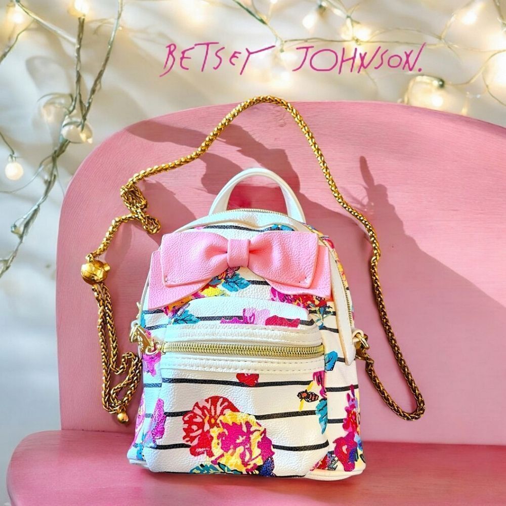 BETSEY JOHNSON Mini Floral Crossbody Bag with Adjustable Strap GARDEN GIRL!